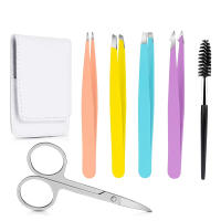 Set De 6 Tweezers Para Cejas Con Estuche Cepillo Para Pestañas Y Peluca Herramientas De Peluquería De Acero Inoxidable - details 0