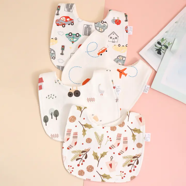 4pcs Bibs Para Bebés De Algodón Suave Ajustables Bandana De Algodón Para Niños Y Niñas Toalla De Saliva Para Comer Burp Cloths Para Recién Nacidos - 1