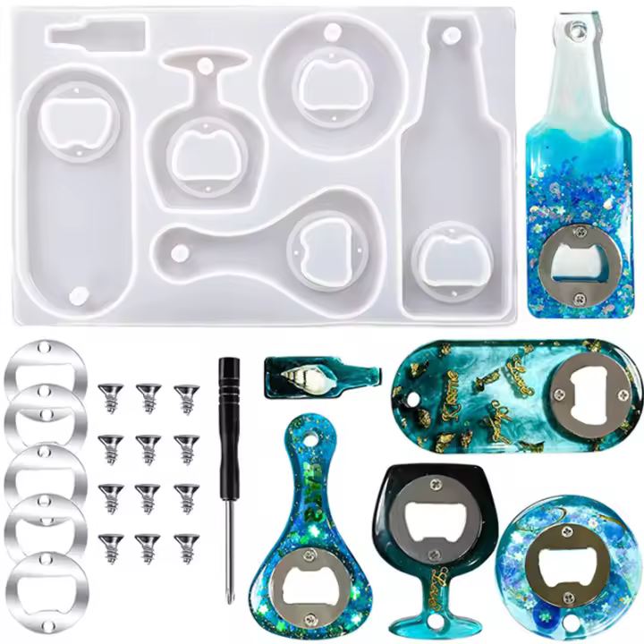Kit De Múltiples Molde De Silicona Para Abrebotellas Y Resina Molde Para Epoxy Joyería Y DIY Crafts Molde De Vino Y Abrebotellas De Cierre De Tapa - 1