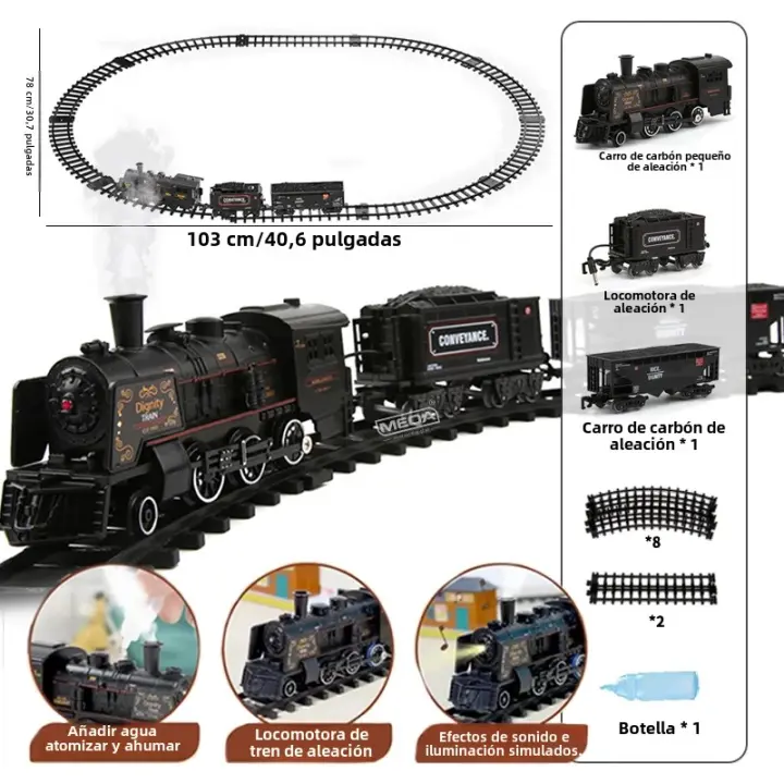 Juguete De Tren De Acero Con Humo Y Luz Tren De Vapor De Metal Para Adultos Juguete Educativo Para Coleccionistas - 1