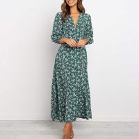 Vestido Bohemio De Florales Para Mujer Largo Manga Casi Hasta El Codo Estilo Casual Cintura Alta Impresión Vestido Maxi Para Playa - details 11