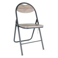 MIRAMAX-Silla plegable metálica con asiento y respaldo de madera, conteras antideslizantes, reposapiés, jardín, camping, hogar, 81 x 44,5 x 46 cm - details 1