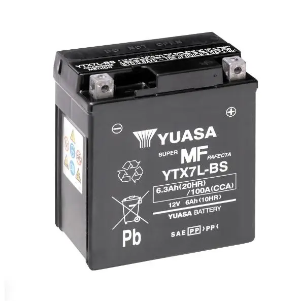 Yuasa YTX7L-BS Batería moto sin mantenimiento. 12V Capacidad 6 Ah - 100 Amp - 1