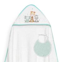 interbaby capa de baño modelo jirafa elefante  1 metro x 1 metro algodón 100% con babero de regalo - details 0