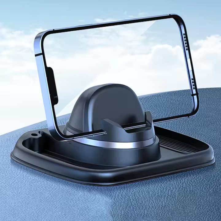 Soporte Móvil Coche,Soporte Teléfono Salpicadero de Silicona Antideslizante,360 Grados Giratorio Soporte Teléfono Móvil para Coche,Universal Soporte Coche Reutilizable para Smartphone (Negro) - 1