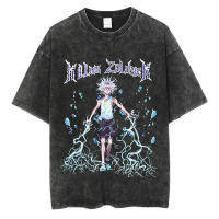 Camiseta Hip Hop Retro Lavada Streetwear Anime Hunter X Hunter Impresión 100% Algodón Unisex Camiseta Masculina Tops Tees Y2K - details 4