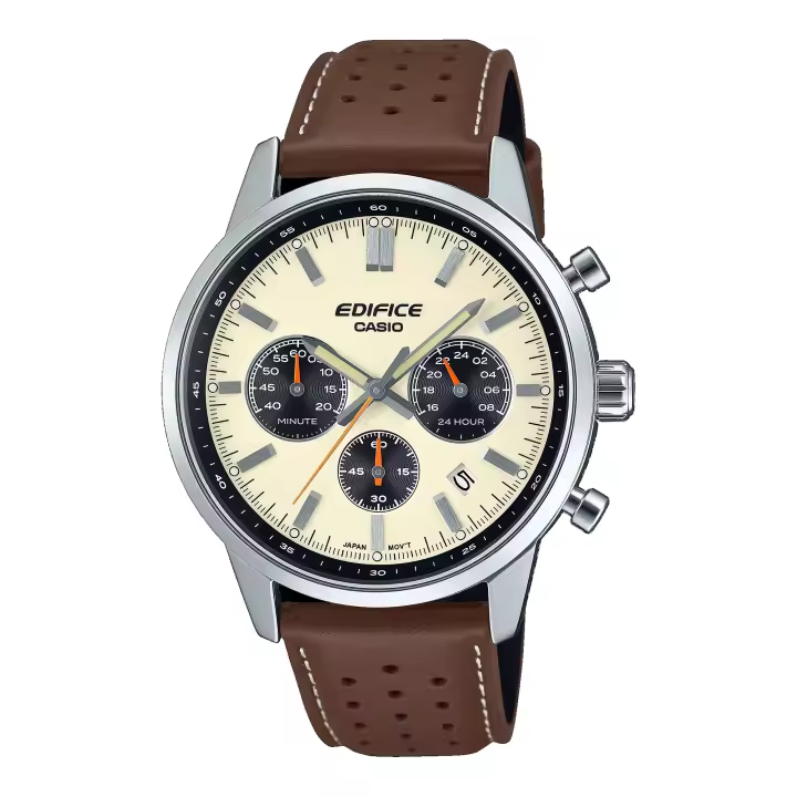 Reloj Casio EDIFICE EFR-575L-7AEF Cronógrafo estándar, Correa de piel auténtica. Hombre Sumergible (100m) - 1