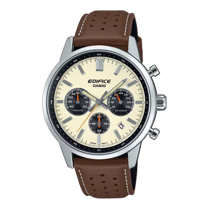 Reloj Casio EDIFICE EFR-575L-7AEF Cronógrafo estándar, Correa de piel auténtica. Hombre Sumergible (100m) - 1