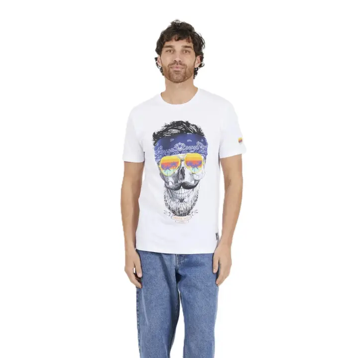 Camiseta Calavera Brave Soul 149DAVEW Blanco (White) - 1