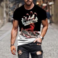 Camiseta Oversize Trend Street Hip Hop Para Hombre Con Estampado 3D De Judas Priest Cuello Redondo Manga Corta Moda Casual - details 3