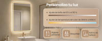 SONGMICS Espejo de Baño con Luz, Espejo de Pared Rectangular, Función Antivaho, Tono y Brillo Ajustables, Maquillaje, Dormitorio, Baño, 80,7 x 60,7 cm, Blanco Nube - details 0