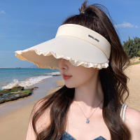 Sombrero De Verano En Seda Helada Para Mujer Con Alas Grandes Y Encaje Protección Solar Transpirable Y UV Resistente - details 0