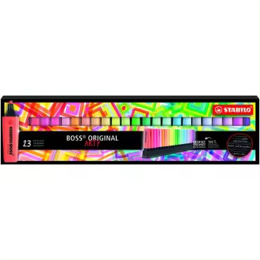 SET ROTULADORES STABILO BOSS 23 PIEZAS FLUORESCENTES PASTEL TRASLUCIDOS PARA RESALTAR CON PEANA DE SUJECION - 1