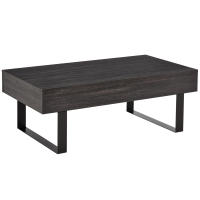HOMCOM Mesa de Centro Rectangular Mesa Auxiliar con Cajón y Patas Elevadas de Metal Estilo Moderno para Salón Oficina 110x60x40 cm Gris Oscuro - details 0