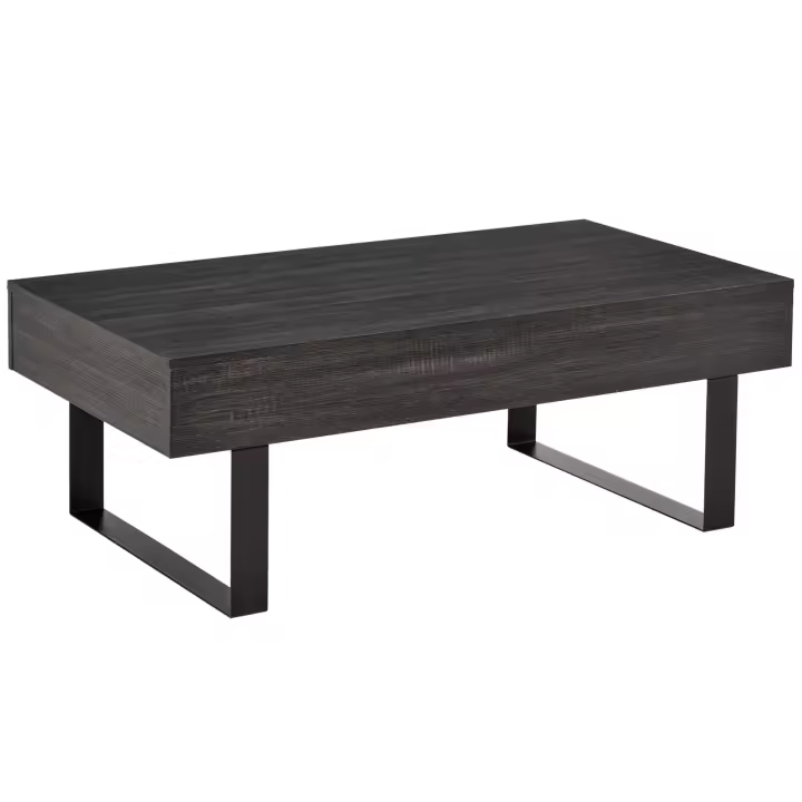 HOMCOM Mesa de Centro Rectangular Mesa Auxiliar con Cajón y Patas Elevadas de Metal Estilo Moderno para Salón Oficina 110x60x40 cm Gris Oscuro - 1