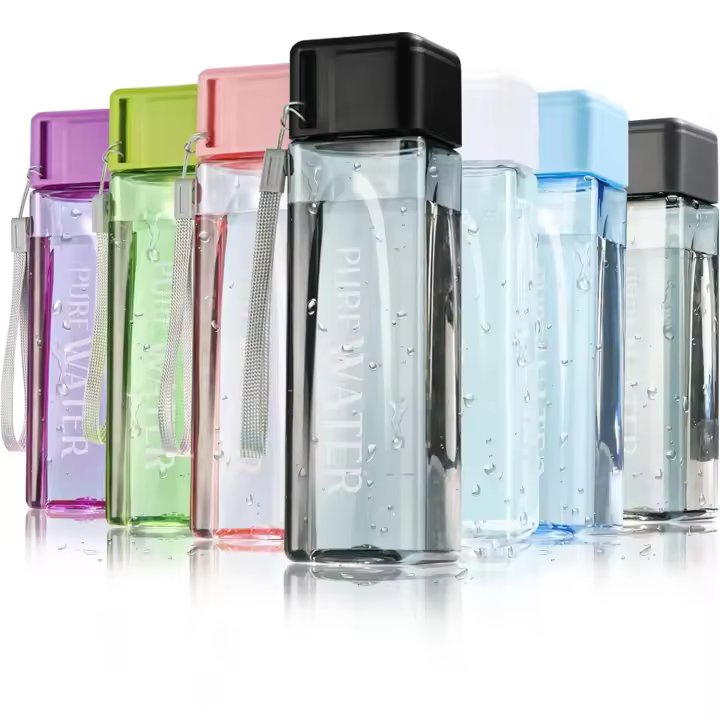 Botella de Agua Deportiva de 500 ml, botella de Agua cuadrada portátil, botella de Bebida Segura a prueba de fugas para Deporte, senderismo, Gimnasio, Actividades al Aire Libre, ciclismo, escuela y Oficin - 1