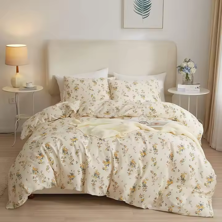 Juego de fundas nórdica de 3 piezas, tamaño Doble, Bonito juego de Funda nórdica con Flores Amarillas, funda de Cama estética con estampado Botánico y Cierres de Cremallera, 4 Lagos para todas las - 1