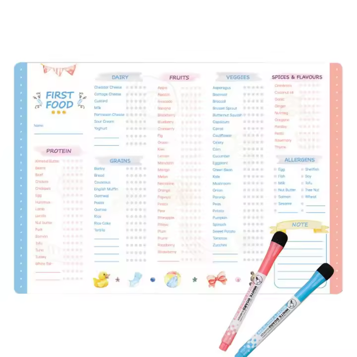 Reutilizable Checklist De Alimentos Para Bebés Con Magnéticos Y Fidget Chart De Alimentación Para Bebés Tracker De Primeros Alimentos - 1