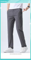Pantalones Elásticos Suaves Para Hombre Verano Delgados Cintura Ajustable Moda Coreana Slim Casual Formal Trajes Marca Ropa - details 1