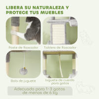 PawHut Árbol Rascador para Gatos Grande Altura 206 cm Árbol para Gatos Torre para Gatos con Plataformas Cuevas Bolas Colgantes y Hamacas - details 5