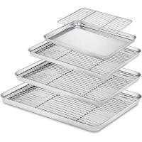 Plato De Horno Rectangular De Acero Inoxidable Con Repisa Desmontable Antiadherente Tamaño S/M/L/XL Para Pastelería Y Cocina - details 0