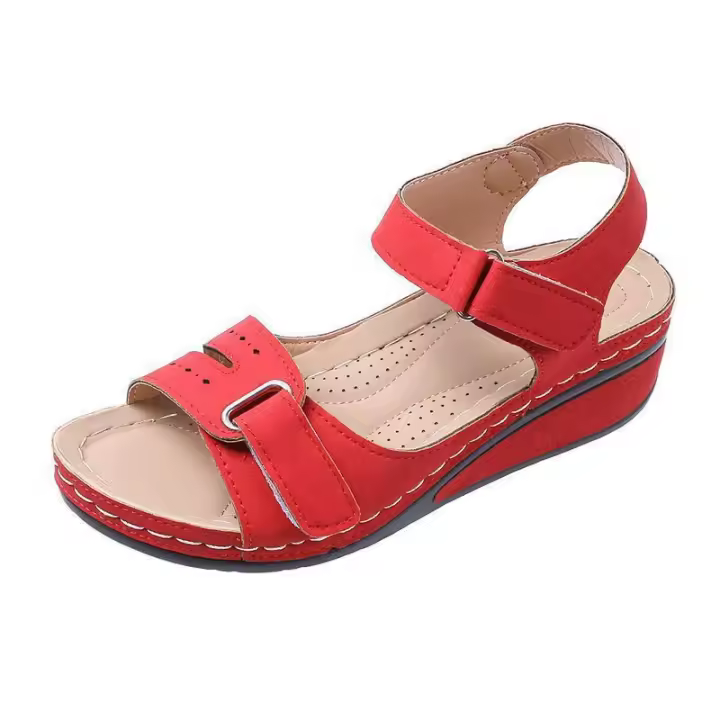 TK Sandalias de mujer de nuevo estil con Tacones de cuña, Suela Gruesa con Velcro, Talla big, sandalias de una Tira en stock - 1