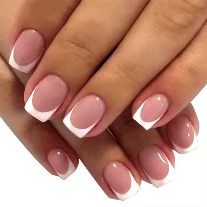 Set De Uñas Postizas Cortas Cuadradas Blancas 24pcs Con Archivo Y Pegamento Para Mujer Regalo Ideal Para Fiestas - 1