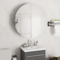 vidaXL Armario de baño con espejo redondo y LED 54x54x17,5 cm en color Gris/Blanco/Marrón y más | almacenamiento funcional diseño moderno para baño dormitorio sala - details 2