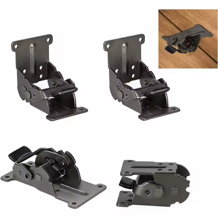 Bisagra plegable autoblocante de 0-90-180 grados, placa de extensión de mesa abatible, accesorios de soporte plegables para banco de trabajo plegable de hierro con bronce oscuro, paquete de 4 - 1
