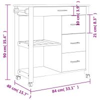 vidaXL Carrito de cocina MONZA madera maciza de pino 84x40x90 cm Marrón - details 7