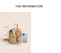 Mochila De Paja Estilo Feminino Para Verano Bolso De Hombro Viaje Playa Hecho a Mano Para Mujer Regalo Material Principal Poliéster - details 9