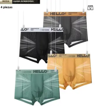 Jaxu Calzoncillos tipo bóxer de malla transparente para hombre, con tanga, bolsa sexy para chicos, ropa interior tipo bóxer, Paquete de 3 (negro-blanco-rojo), M