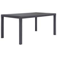 vidaXL Mesa de jardín de plástico aspecto ratán gris 150x90x72 cm en color Antracita/Blanco/Marrón | estructura resistente ideal para salón dormitorio o estudio - details 2