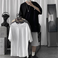 Camiseta De Algodón Para Hombre Estilo Coreano Hip-hop Casual Clásica De Verano Manga Corta Sólida En Negro Y Blanco - details 10