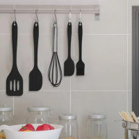 LUTODY - Juego kit de espátulas de silicona antiadherente y resistente al calor 5 piezas para cocinar en olla, sartén y batir alimentos - details 3