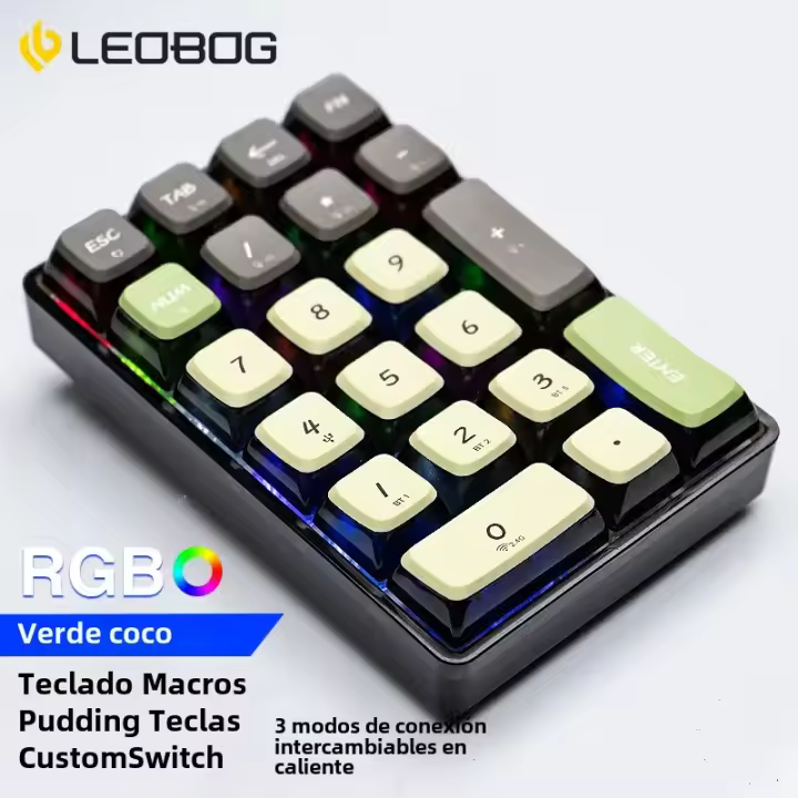 TECLADO MECÁNICO LEOBOG K21 Con 21 Teclas Bluetooth Transparente Teclado Numérico Para Photoshop Contabilidad Juego Mini Keyboard UK - 1