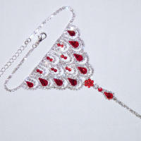 Pulsera De Tobillo Para Mujer En Cristal Rojo Rubí Stonefans Cadena De Pie Con Diamantes Boho Moda Geométrica Ajustable De 20cm-28cm - details 3