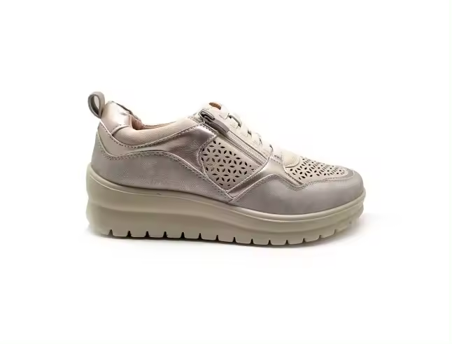 BALLERI SNEAKER DE MUJER CON DISEÑO CALADO Y CUÑA BL2505.1PLATINO BALLERI - 1