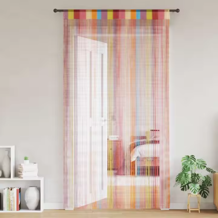 vidaXL Cortinas de tiras 2 uds 140x250 cm en color Multicolor/Azul claro/Antracita y más | protección solar decorativa para ventanas hogar oficina dormitorio fácil de instalar - 1