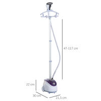 HOMCOM Plancha de Vapor con Depósito de 1.8L y Temperatura Ajustable a 11 Niveles tipo Centro de Planchado Vertical 1950W 21.5x30x150cm - details 2