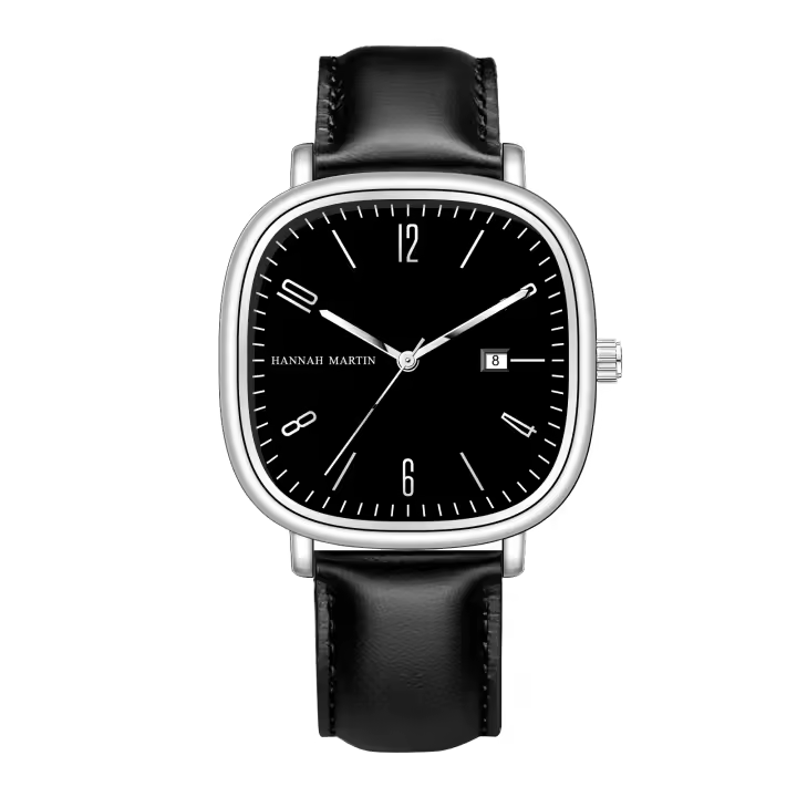 Reloj De Cuero Negro Para Hombre Estilo Casual Y Negocios Resistente Al Agua 3Bar Calendario Movimiento De Cuarzo Deportes Reloj De Pulsera Top Para Chicos - 1