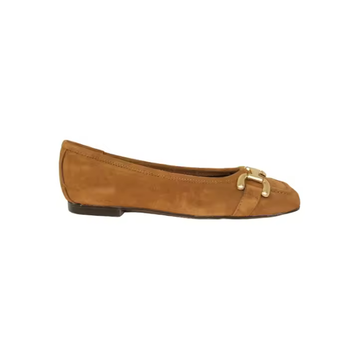 bailarina con corte mocasin y aplique metalico en serraje fabricada en españa - 1
