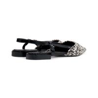 HLUNA - Zapatos planos Destalonados Mules Punta Fina Pulsera al tobillo con Hebilla - Detalle de Esparto en rayas yz23-105 - details 6