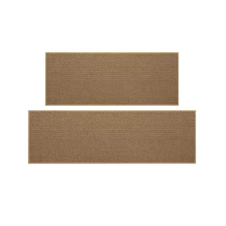 Alfombras y tapetes marrones lavables [2 piezas] Juego de alfombras antideslizantes de caucho natural para cocina, fregadero, frente, pasillo, cuarto de lavado, 17 x 30 pulgadas + 17 x 47 pulgadas (avena) - 1