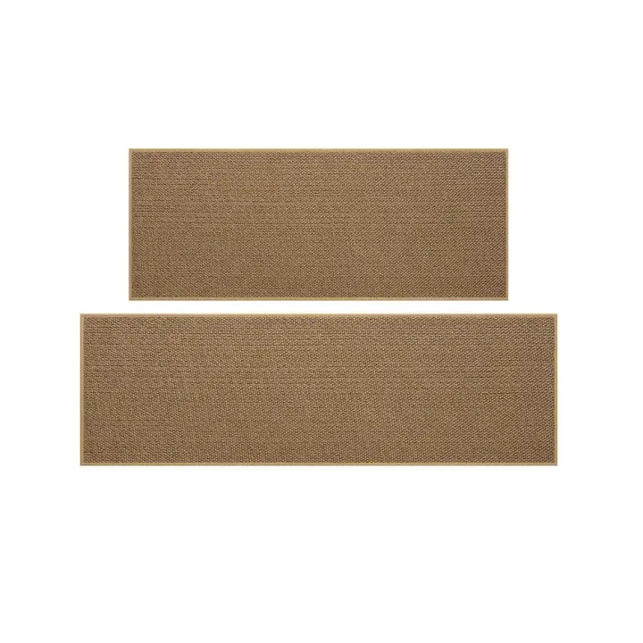 Alfombras y tapetes marrones lavables [2 piezas] Juego de alfombras antideslizantes de caucho natural para cocina, fregadero, frente, pasillo, cuarto de lavado, 17 x 30 pulgadas + 17 x 47 pulgadas (avena) - 1
