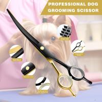 Tijeras De Peluquería Para Mascotas Profesionales Diseño Ergonómico Curvo Para Corte Preciso Y Suave Aretes De Salon De Peluquería De Acero Inoxidable - details 3