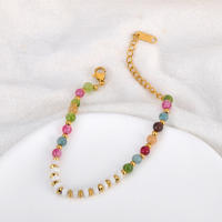 Pulsera De Cadena Con Piedras Naturales Coloridas Lokaer Para Mujer Joyería Bohemia De Acero Inoxidable Hecha a Mano B24096 - details 1
