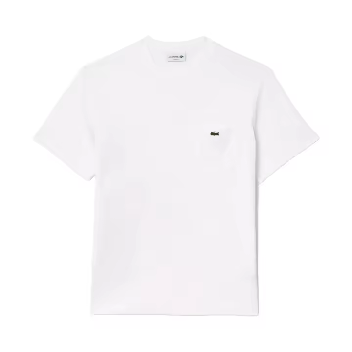 Camiseta Blanca Lacoste con Bolsillo en el Pecho Elegante y Deportiva - 1