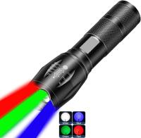 Linterna recargable roja 4 en 1, linterna LED multicolor (blanco/rojo/azul/verde) con 4 modos, linterna con zoom de lúmenes altos para camping, observación, emergencia y aventuras al aire libre - details 3