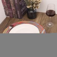 Juego De 6 Tapetes Redondos Tejidos a Mano Para Mesa De Comedor Navidad Y Bodas 34cm Resistente Al Calor Ecológicos De Poliéster Y Algodón - details 21